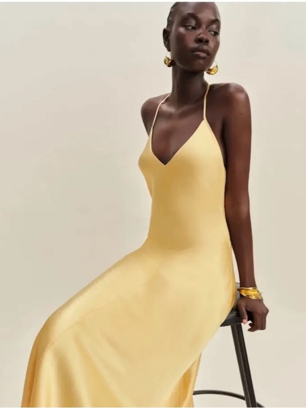 Reformation Nari 100% Silk Dress in Sunshine, Size 4, NWOT